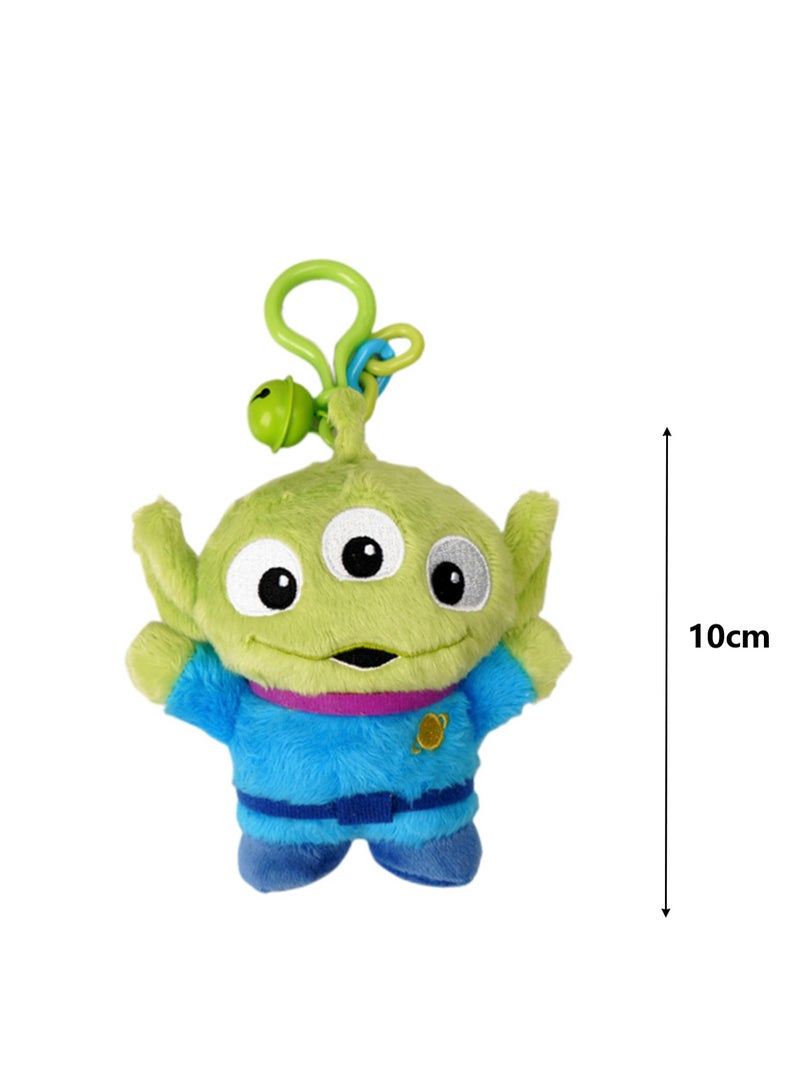 10cm Cute Plush Keychain Toy, Green Three-Eyed Plush Texture Pendant, Bag Pendant Decoration, Suitable For Children Over 0 Years Old Toy Gift - Image 2